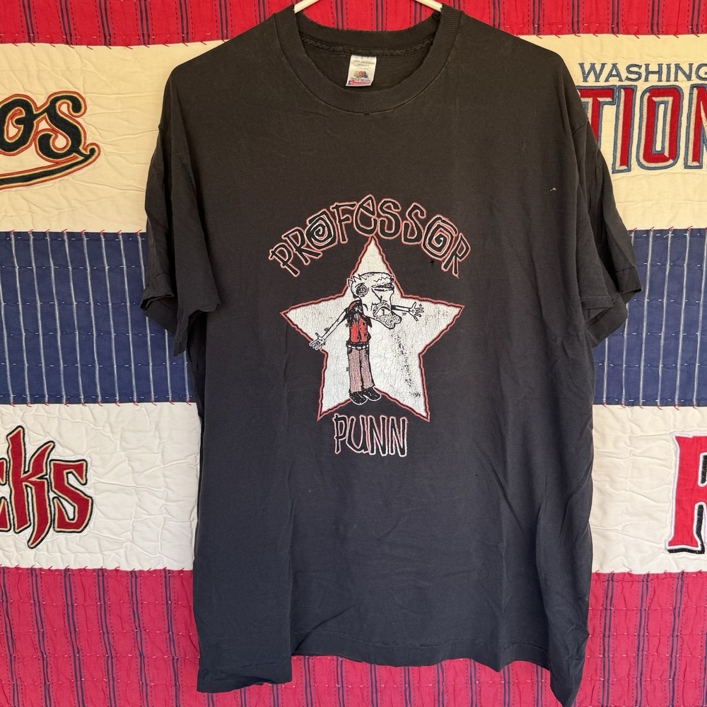 Size XL‎ - Very Rare Vtg Professor Punn Single Stitch Black Tee